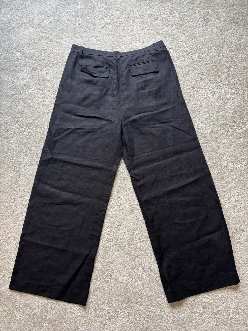 J.Crew Essential Wide Leg 100% Linen Pants Black Size 12 High Rise - Picture 8 of 8